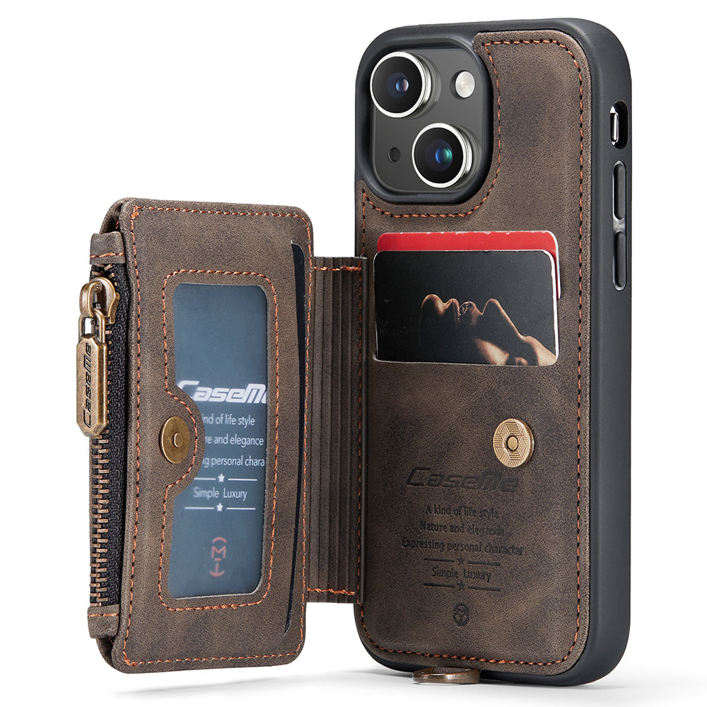 CASEME C20 Series for iPhone 13 mini 5.4 inch Zipper Pocket Kickstand Phone Case RFID Blocking PU Leather Coated TPU Wallet Cover with Strap CASEME C20 Series for iPhone 13 mini 5.4 inch Zipper Pocket Kickstand Phone Case RFID Blocking PU Leather Coated TPU Wallet Cover with Strap
